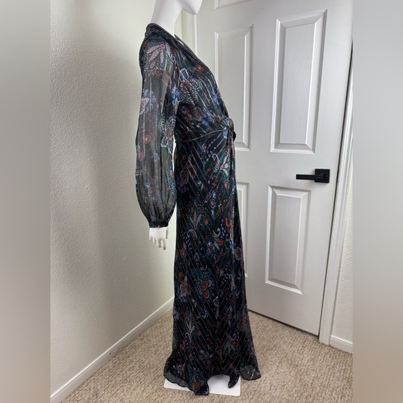 Veronica Beard Kaira Metallic Floral Silk Maxi Dress Size 8 NWT - Picture 4 of 14